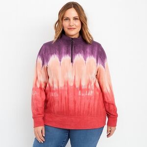 IDEOLOGY Activewear Trio Tie- Dye Longsleeve 1/4 Zip Sz 1x